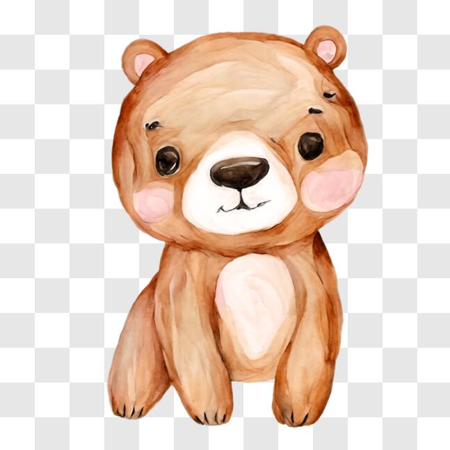 Download Adorable Watercolor Painting of a Brown Bear PNG Online - Creative  Fabrica