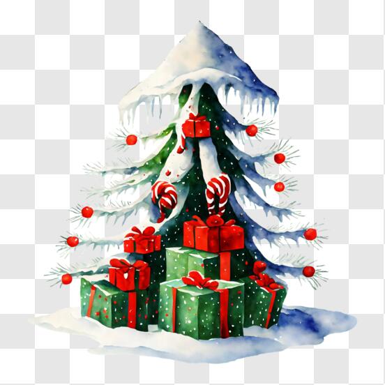 Download Festive Pink Christmas Tree in Snowy Forest PNG Online ...