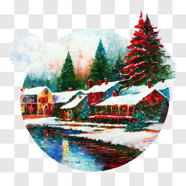 Download Winter Scene Painting for Home or Office Decor PNG Online ...