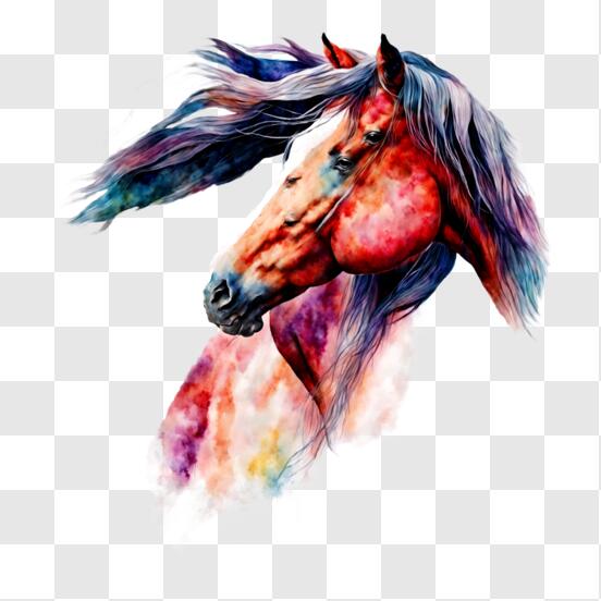 retrato de cabeça de cavalo de tintas multicoloridas. respingo de