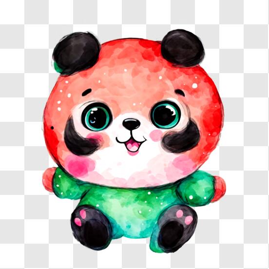 Desenho realista em aquarela de urso panda