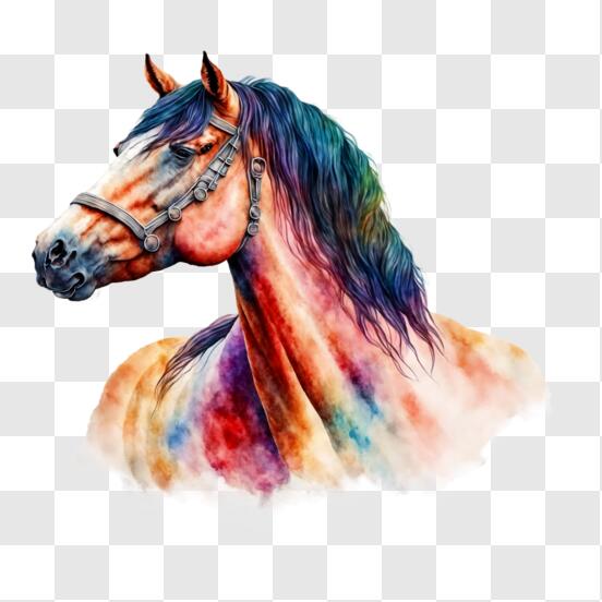 Baixe Pintura de Cabeça de Cavalo Colorido PNG - Creative Fabrica