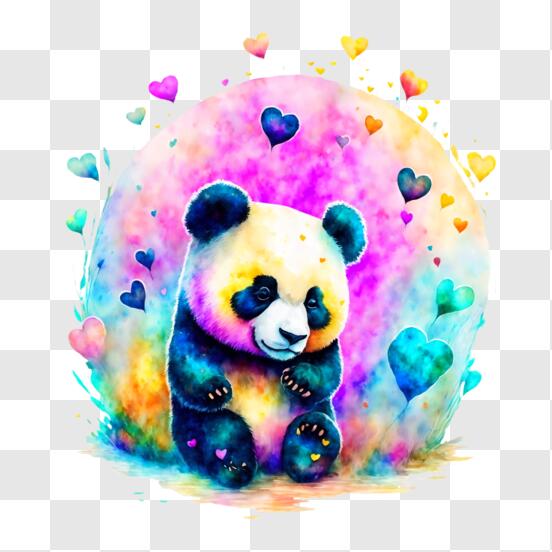 Urso panda desenhado à mão com flores sem costura padrão, fundo de