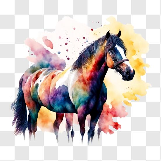 Baixe Pintura Abstrata de Cabeça de Cavalo Colorida PNG - Creative Fabrica