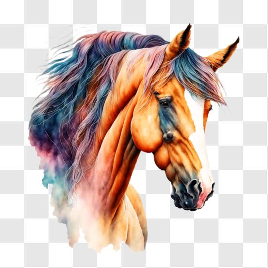 Desenho para colorir de um lindo cavalo na frente · Creative Fabrica