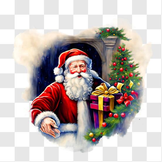 Père Noël Complet Avec Autocollant Cadeau PNG , Autocollant, Cadeau, Noël  Image PNG pour le téléchargement libre