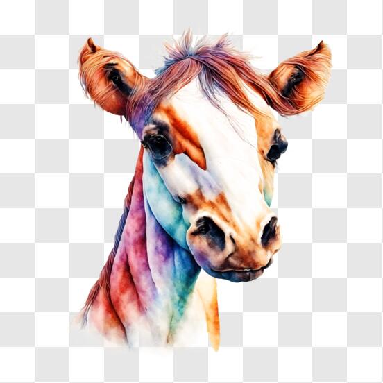 Baixe Pintura de Cabeça de Cavalo Colorido PNG - Creative Fabrica