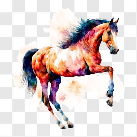 Baixe Cabeça de Cavalo de Desenho Animado Colorido PNG - Creative Fabrica