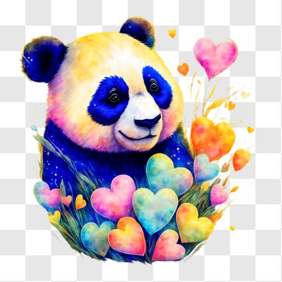 Desenho do logotipo do urso panda na estrela do arco-íris para