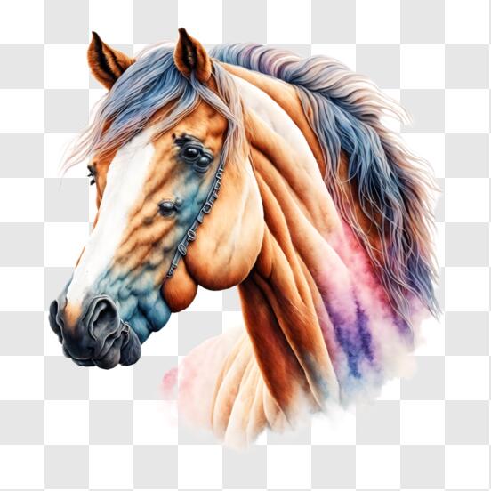 Retrato de cabeça de cavalo de tintas multicoloridas respingo de