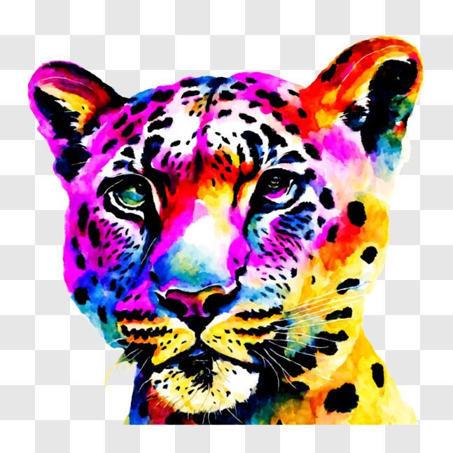 Download Colorful Jaguar Face Painting PNGs Online Creative Fabrica
