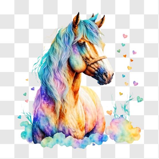 Baixe Pintura de Cabeça de Cavalo Colorido PNG - Creative Fabrica