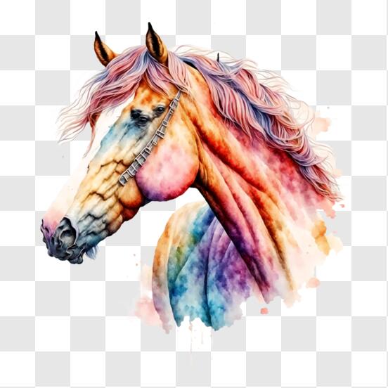 Baixe Pintura Colorida de Cavalo PNG - Creative Fabrica