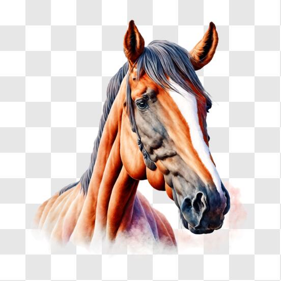 Desenho para colorir de um lindo cavalo na frente · Creative Fabrica