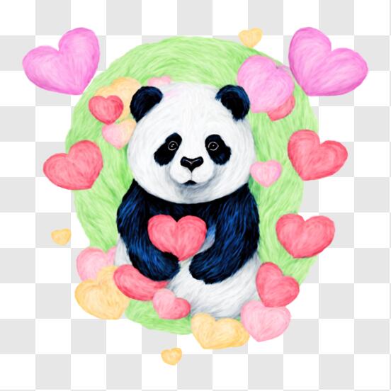 Baixe Urso Panda Adorável com Coração PNG - Creative Fabrica
