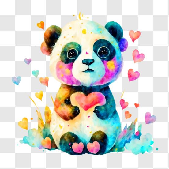 Baixe Urso Panda Adorável com Coração PNG - Creative Fabrica