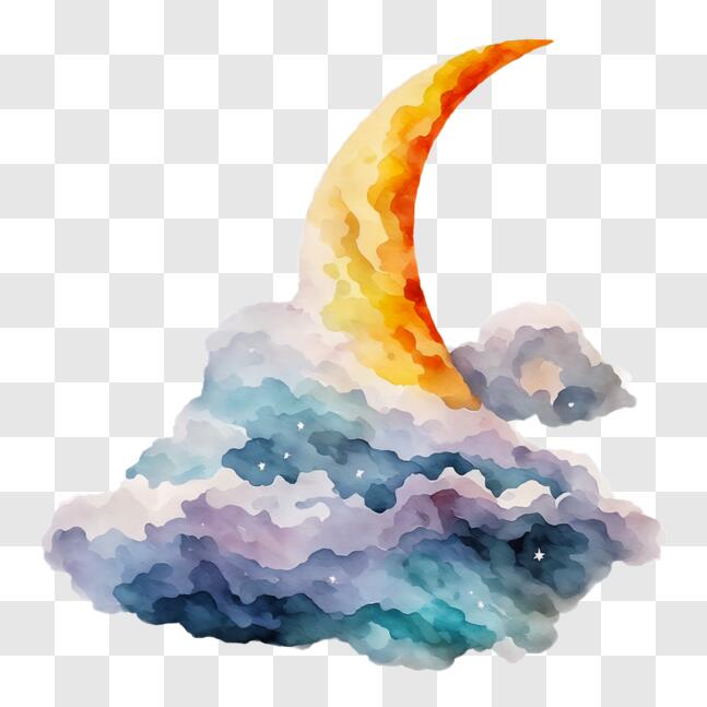 Download Moon Illustration with Orange and Yellow Colors PNG Online ...