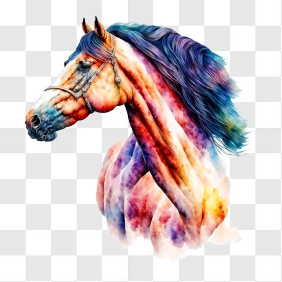 Baixar, Arte do pônei do traço do arco-íris cavalo, arco-íris, cavalo,  pintura em aquarela png in 2023