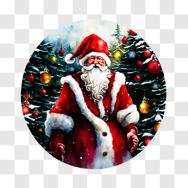 Download Santa Claus Painting with Festive Ornaments PNG Online ...