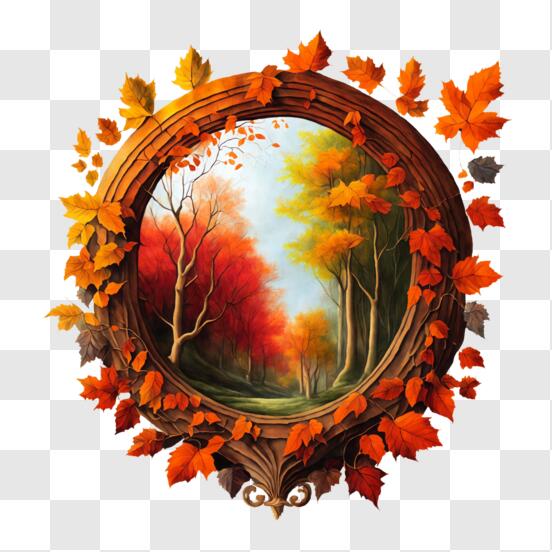 Coloriage cadre photo en feuilles d'automne