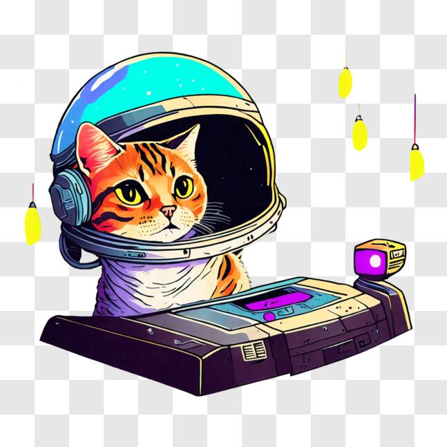 Download Funny Astronaut Cat Playing Video Games PNG Online - Creative ...