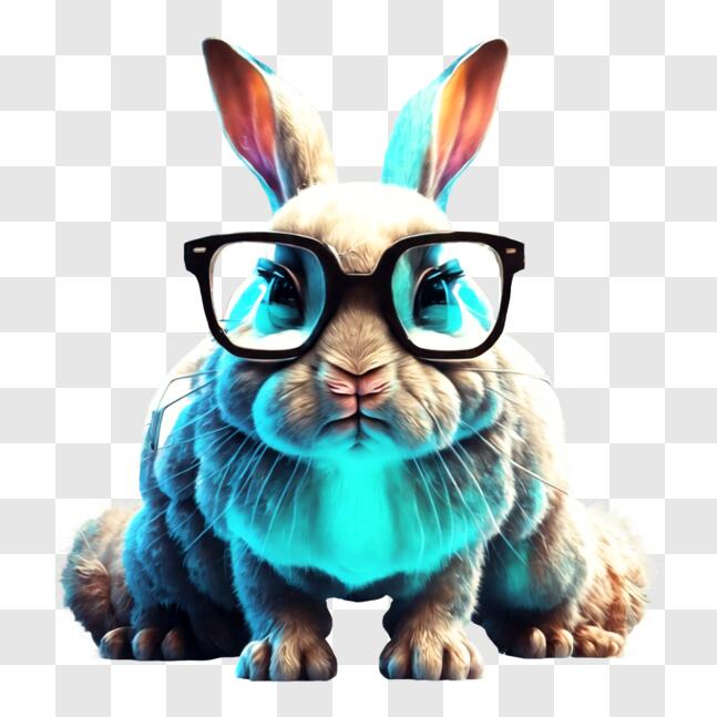 Download Adorable Bunny in Glasses and Attire PNG Online - Creative Fabrica