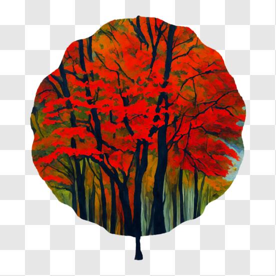 Download Watercolor Painting of Two Trees in a Forest with Red and ...