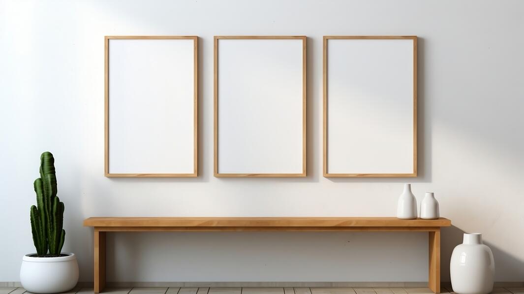 Download Empty Frames in Living Room Mockups Online Creative Fabrica