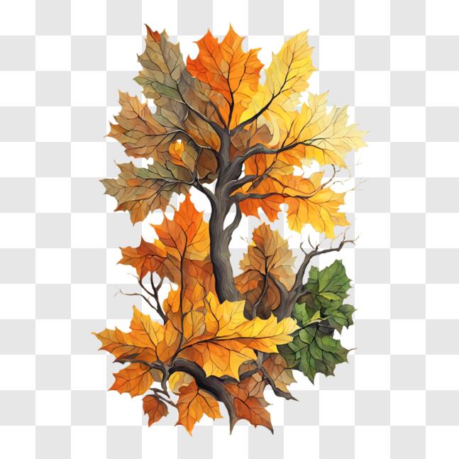 Download Colorful Autumn Tree in a Forest PNG Online - Creative Fabrica