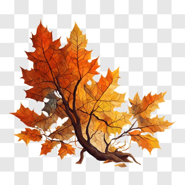 Download Autumn Tree Leaf with Vibrant Colors PNG Online - Creative Fabrica