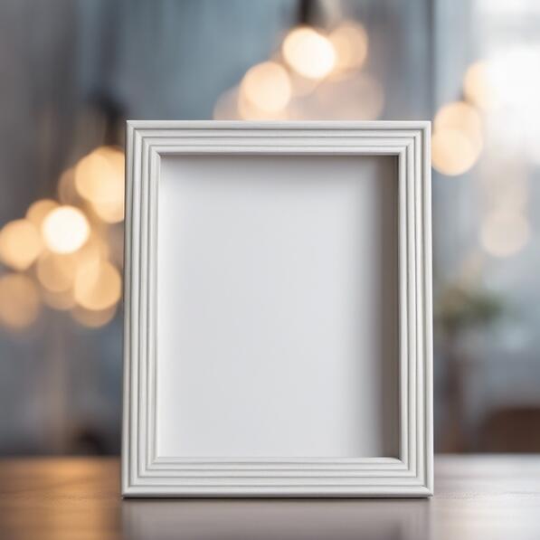 Download Empty Picture Frame on Wooden Table with Blurred Background ...