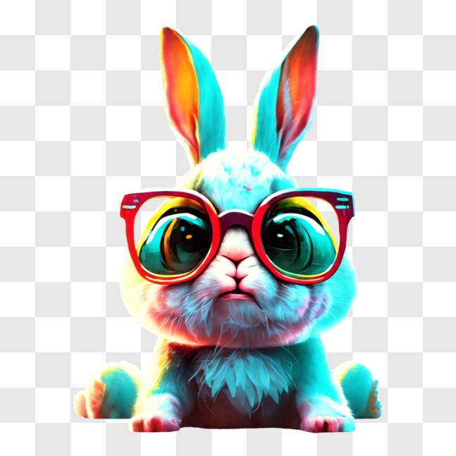 Download Adorable Bunny wearing Colorful Glasses PNG Online - Creative ...