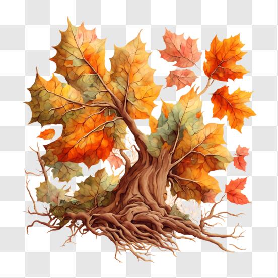 Autumn Tree with Fallen Leaves and Roots Patterns Autumn Tree with Fallen Leaves and Roots Patterns thumbnail