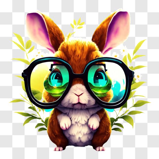 Download Adorable Bunny in Glasses PNG Online - Creative Fabrica