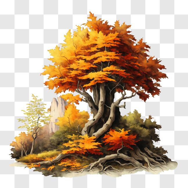 Download Strong Tree Standing Tall in an Autumnal Forest PNGs Online ...
