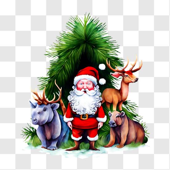 Père Noël png, renne, sapin - Santa png, reindeer, Xmas