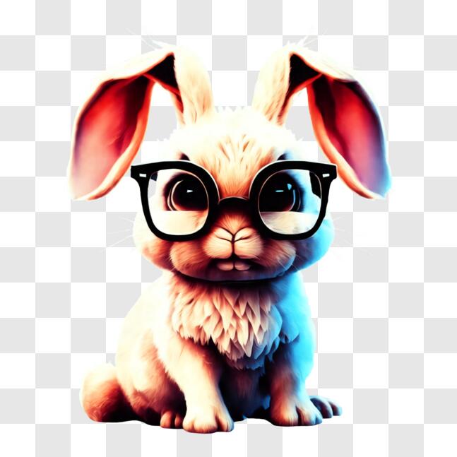 Download Educational White Bunny Wearing Glasses Image PNG Online ...