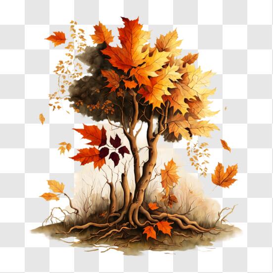 Notre arbre d'automne avec de la peinture et une paille 