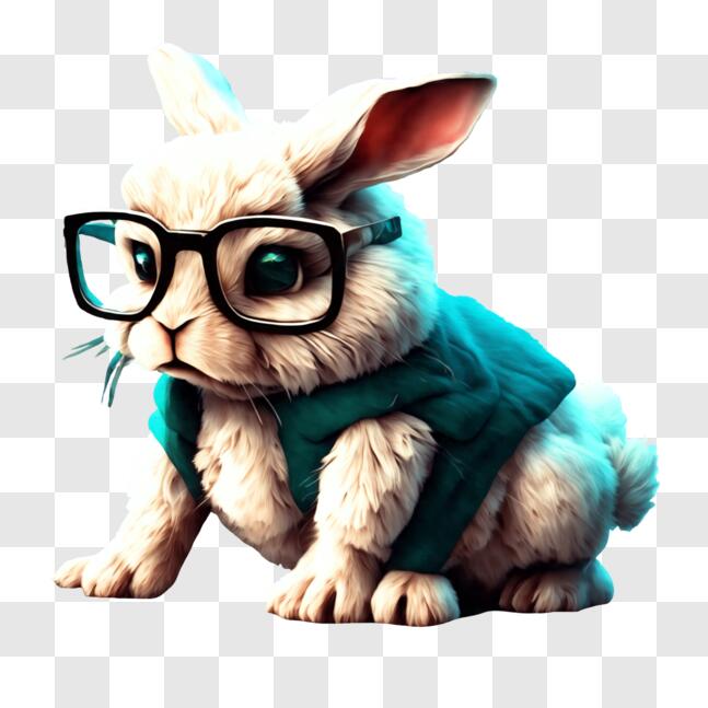 Download Cute Bunny in Glasses PNG Online - Creative Fabrica