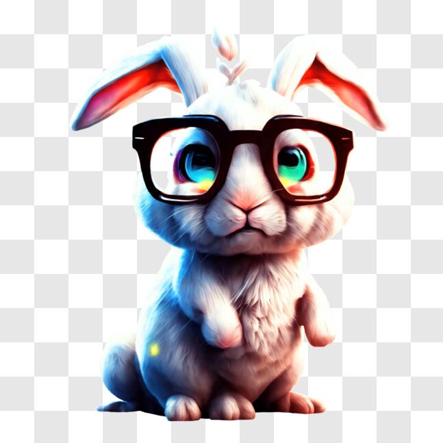 Download White Bunny with Glasses PNG Online - Creative Fabrica