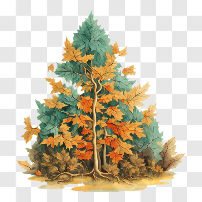 Download Tree with colorful autumn leaves in a forest or woodland area ...