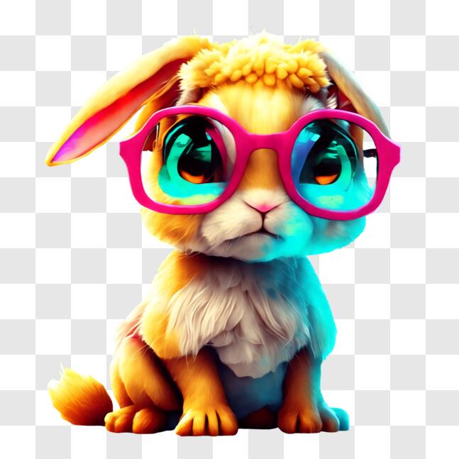 Download Adorable Cartoon Bunny with Pink Glasses PNG Online - Creative ...