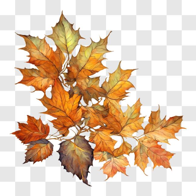 Download Vibrant Autumn Leaves Collected on a String PNG Online ...