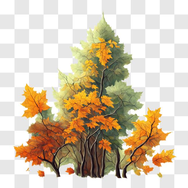 Download Autumnal Tree with Colorful Leaves PNGs Online - Creative Fabrica