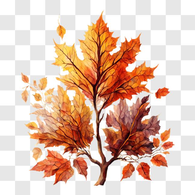 Download Colorful Autumn Tree Watercolor Painting PNG Online - Creative ...