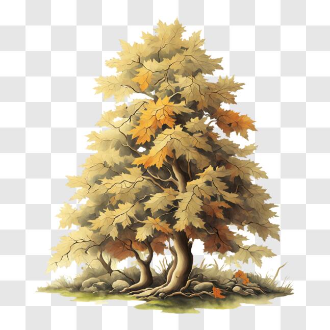 Download Autumn Tree in a Forest with Yellow Leaves PNGs Online ...