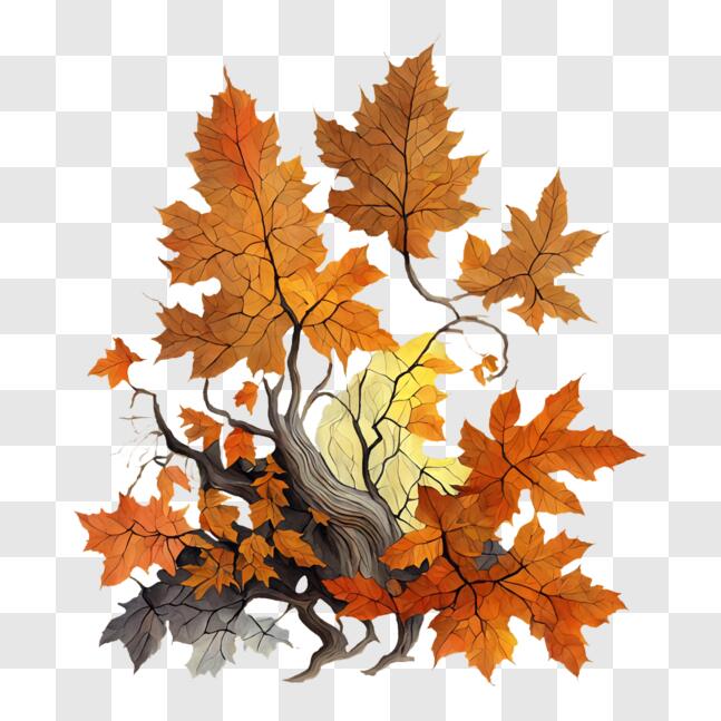 Download Colorful Autumn Tree Illustration PNG Online - Creative Fabrica