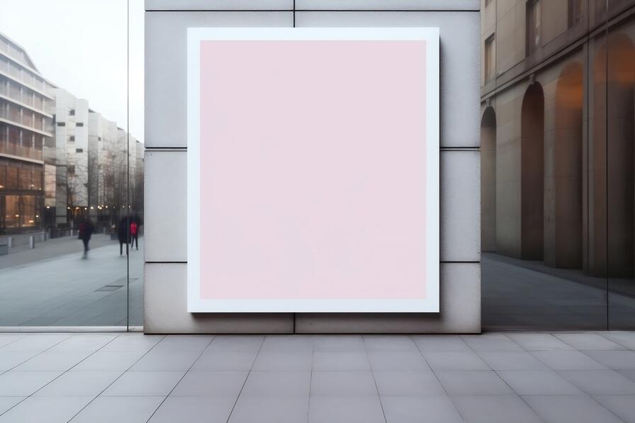 Download Empty Building with Pink Poster Mockups Online - Creative Fabrica