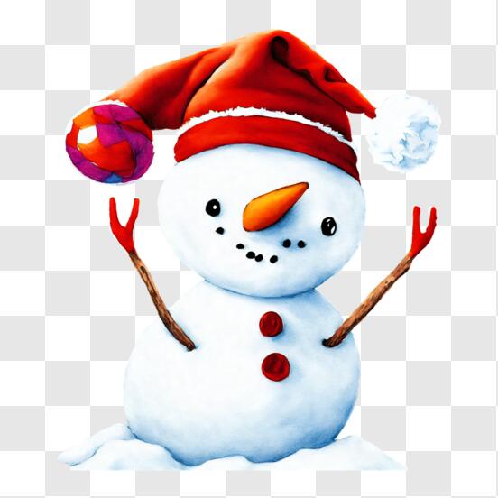 Télécharger Bonhomme de neige festif avec un bonnet de Père Noël et une  boule d'ornement PNG En Ligne - Creative Fabrica