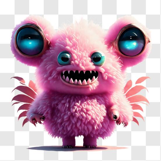 Télécharger Adorable monstre jouet rose avec de grands yeux et des